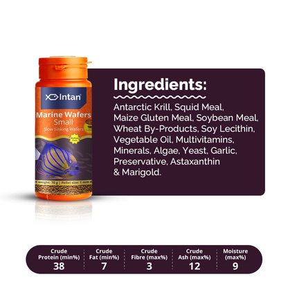 Intan Marine Wafers packaging with ingredients and guaranteed analysis